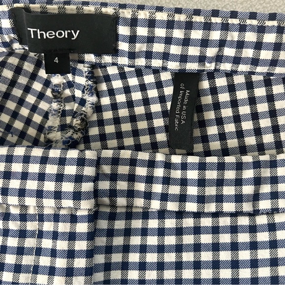 Theory Blue Plaid Skinny Pants Sz4 - Picture 7 of 14